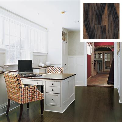 Room with engineered beech style hardwood floors.