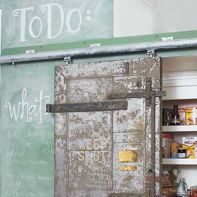 a sliding door across a pantry