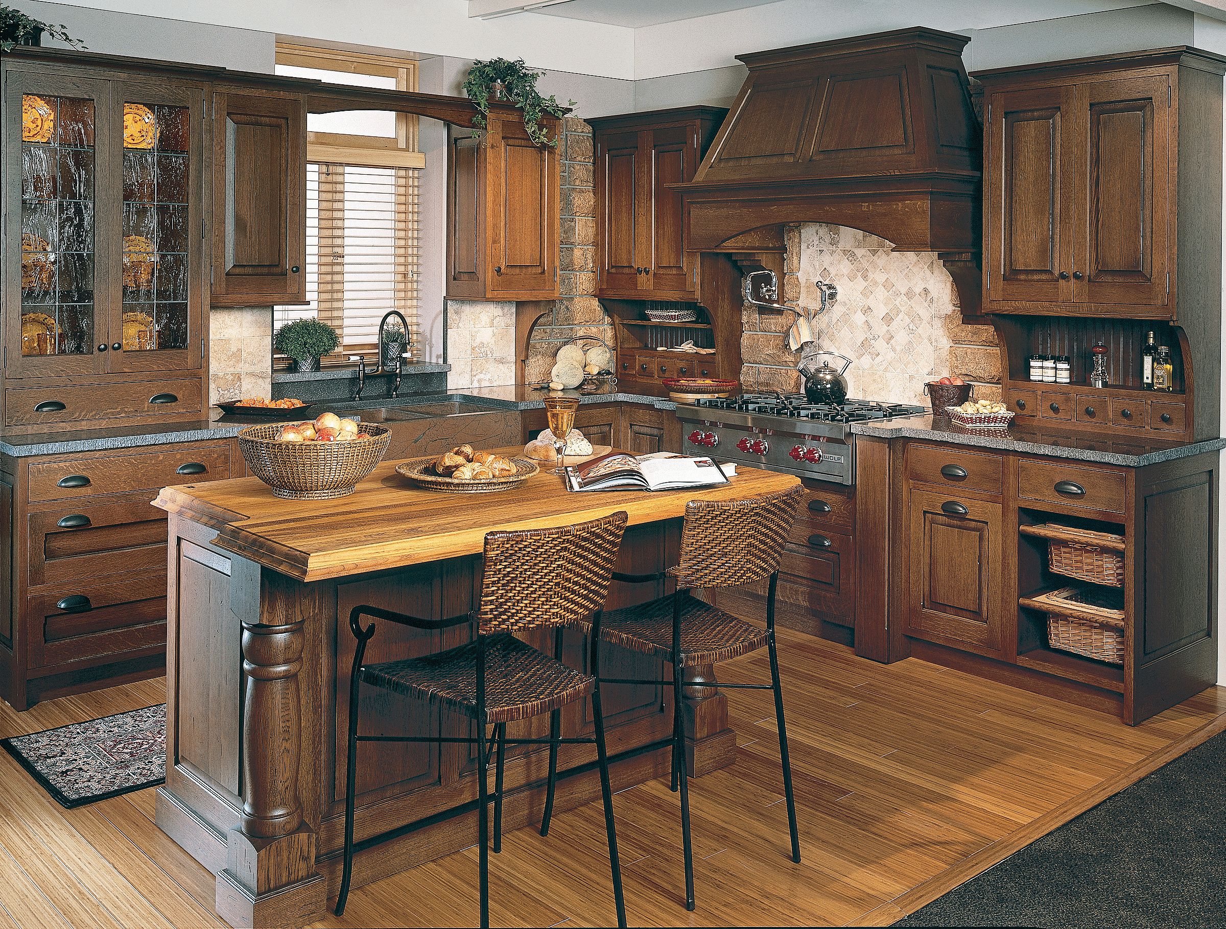 Custom basket unit in Sierra base in stained quarter-sawn white oak