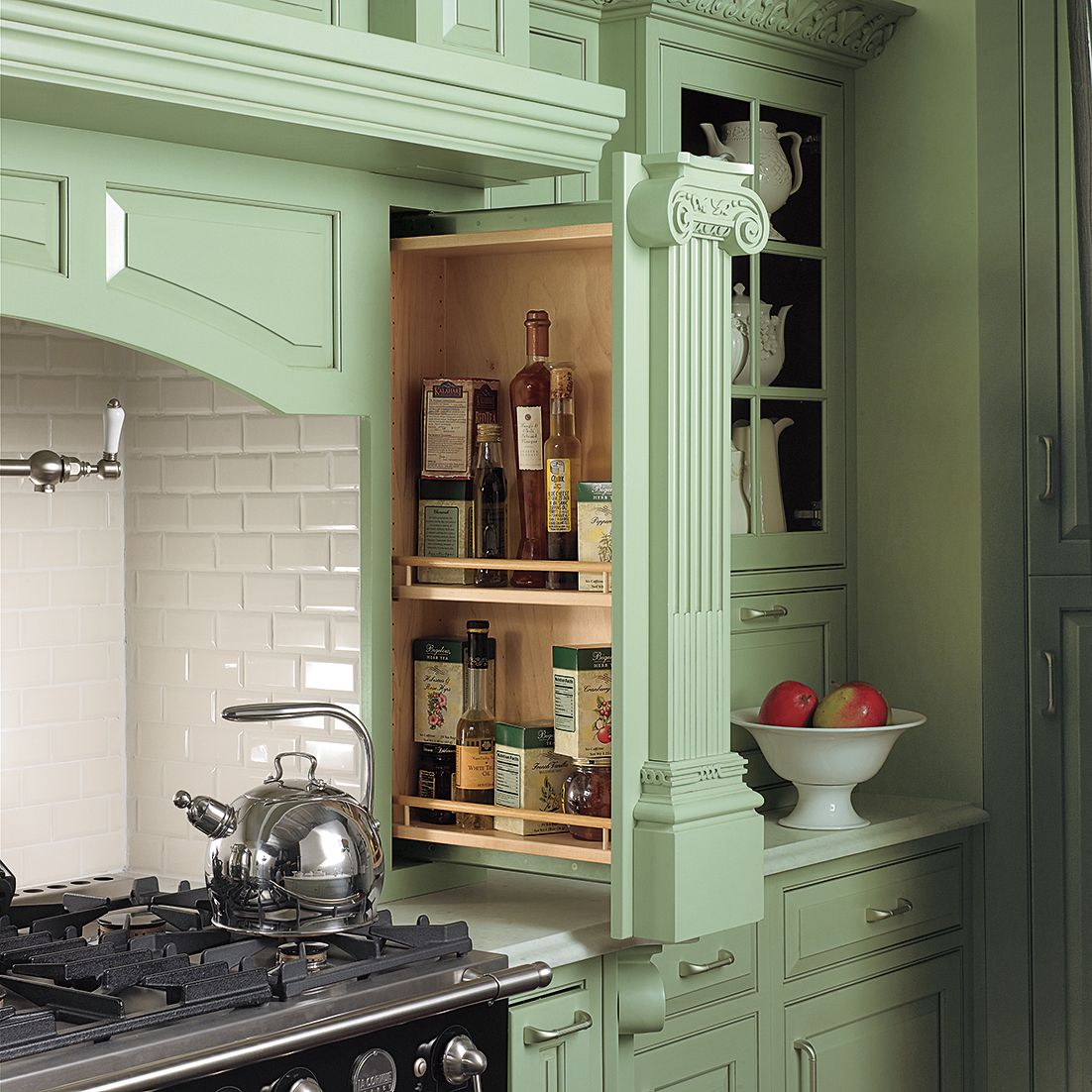 Custom pull-out spice rack kitchen cabinet