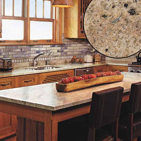 Magma Gold Granite Countertop Dark Brown Shaker Cabinet Multi Color Tile  Backs…  Granite countertops kitchen, Brown granite countertops, Granite  countertops colors