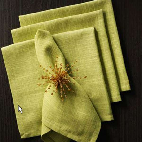 Green cloth napkins.