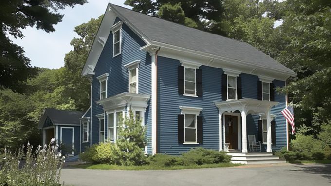 A house painted blue