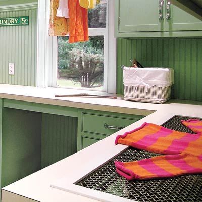 counterspace within a laundry room for folding clothes