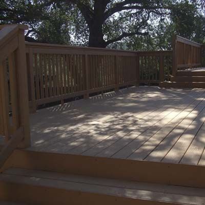 a deck made of composite boards for fire resistance