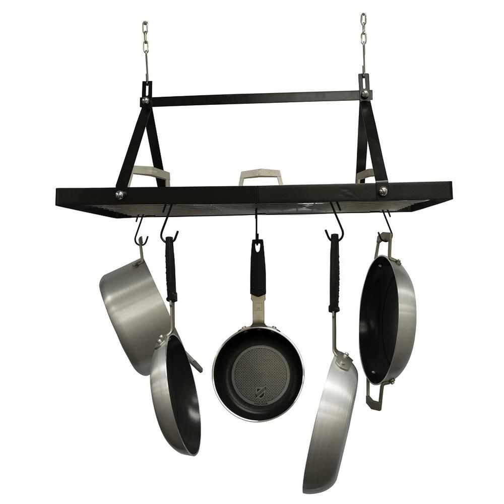 Range Kleen Hanging Oval Pot Pan Kitchen Ceiling Rack Organizer, Stainless Steel