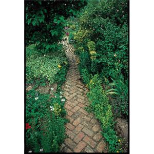 A path made of a bricks in a herringbone pattern,