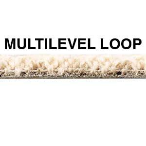 Cross-section view of multilevel loop style carpet.