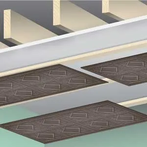 A ceiling consisting of pressed tin panels.