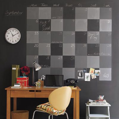 a large wall calendar made from chalkboard paint