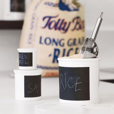 chalkboard paint used on containers to label them