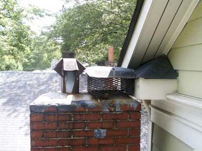 A damaged chimney on a home.