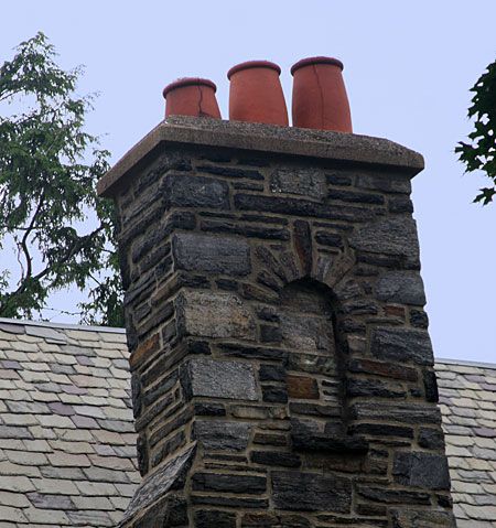 A chimney with clay pot flues.