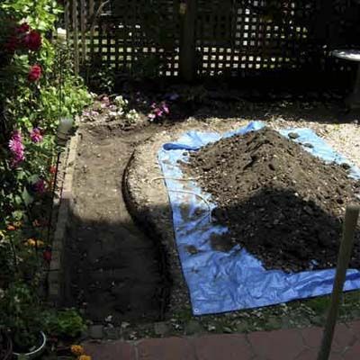 A small yard being renovated.