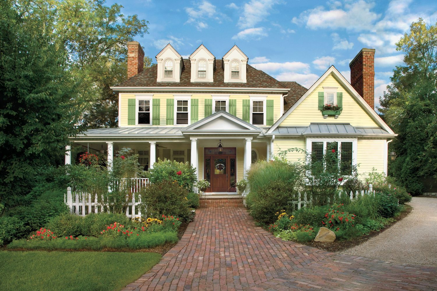 Home with landscaping.