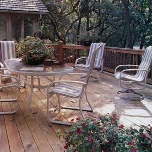 HEAVILY SHADED DECKS are prone to mildew. After initial cleaning and finishing, apply a deck cleaner annually to help keep mildew at bay. Make sure the finish you use contains a mildewcide.