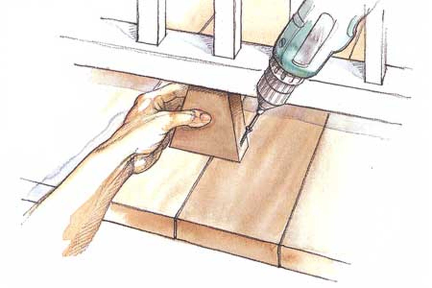 an illustration of a deck railing brace