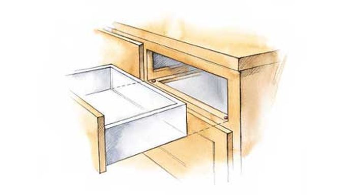 diagram of a drawer being placed into a dresser