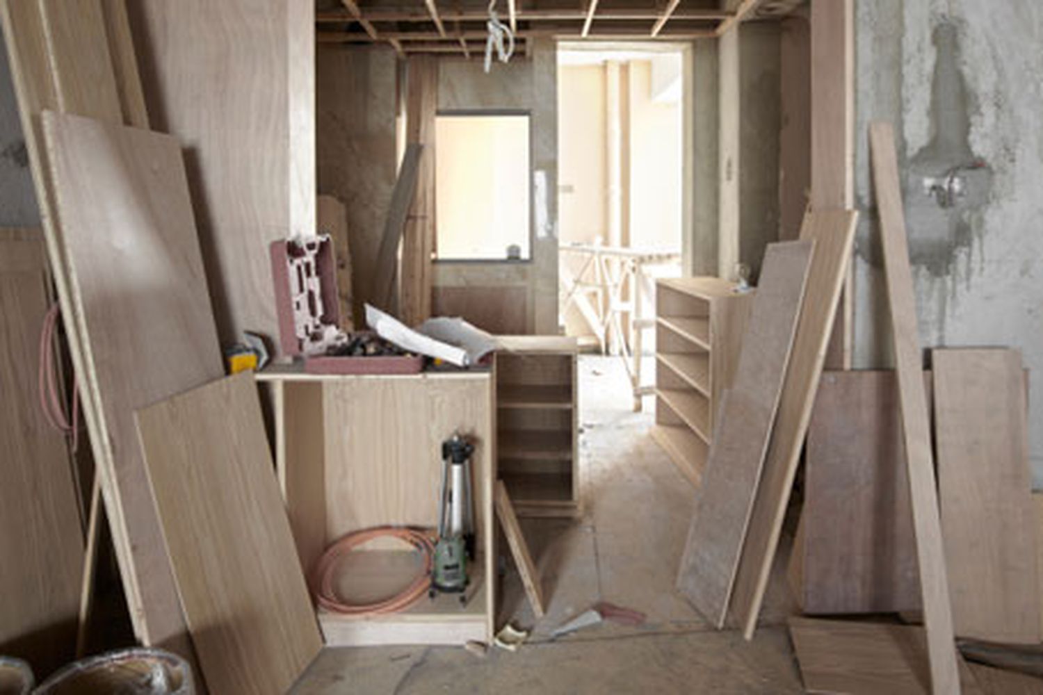A house in the midst of renovation with no space for someone to be living.