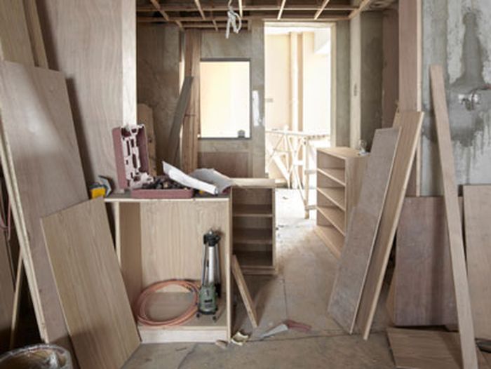 A house in the midst of renovation with no space for someone to be living.