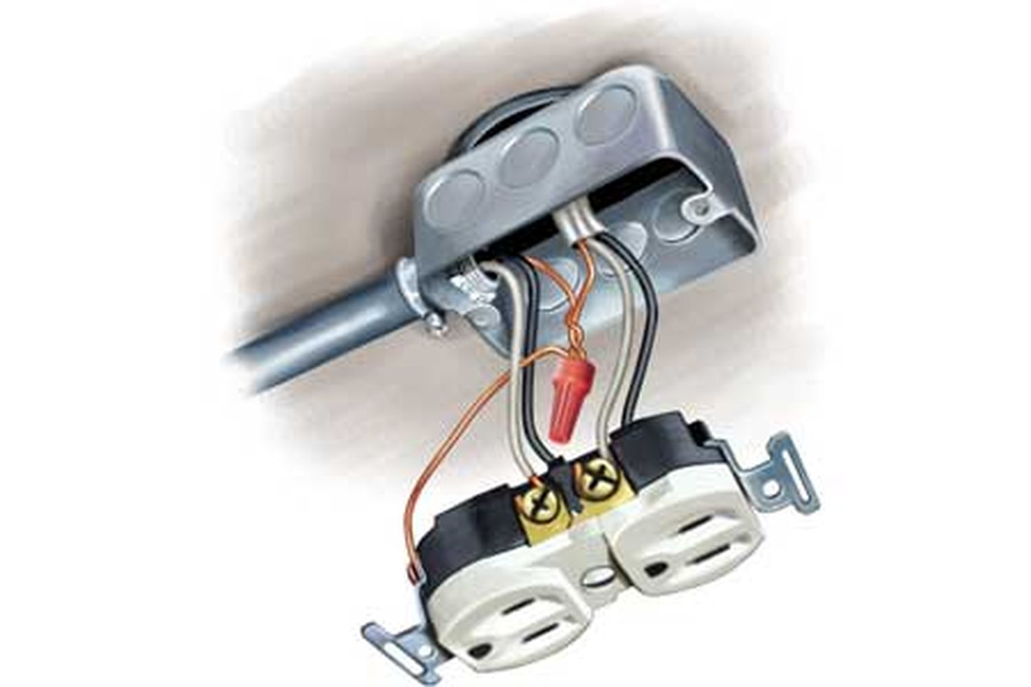 an illustration of the inner workings of an electrical outlet
