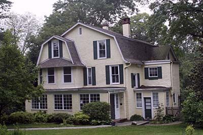 A home with a light, neutral exterior color.