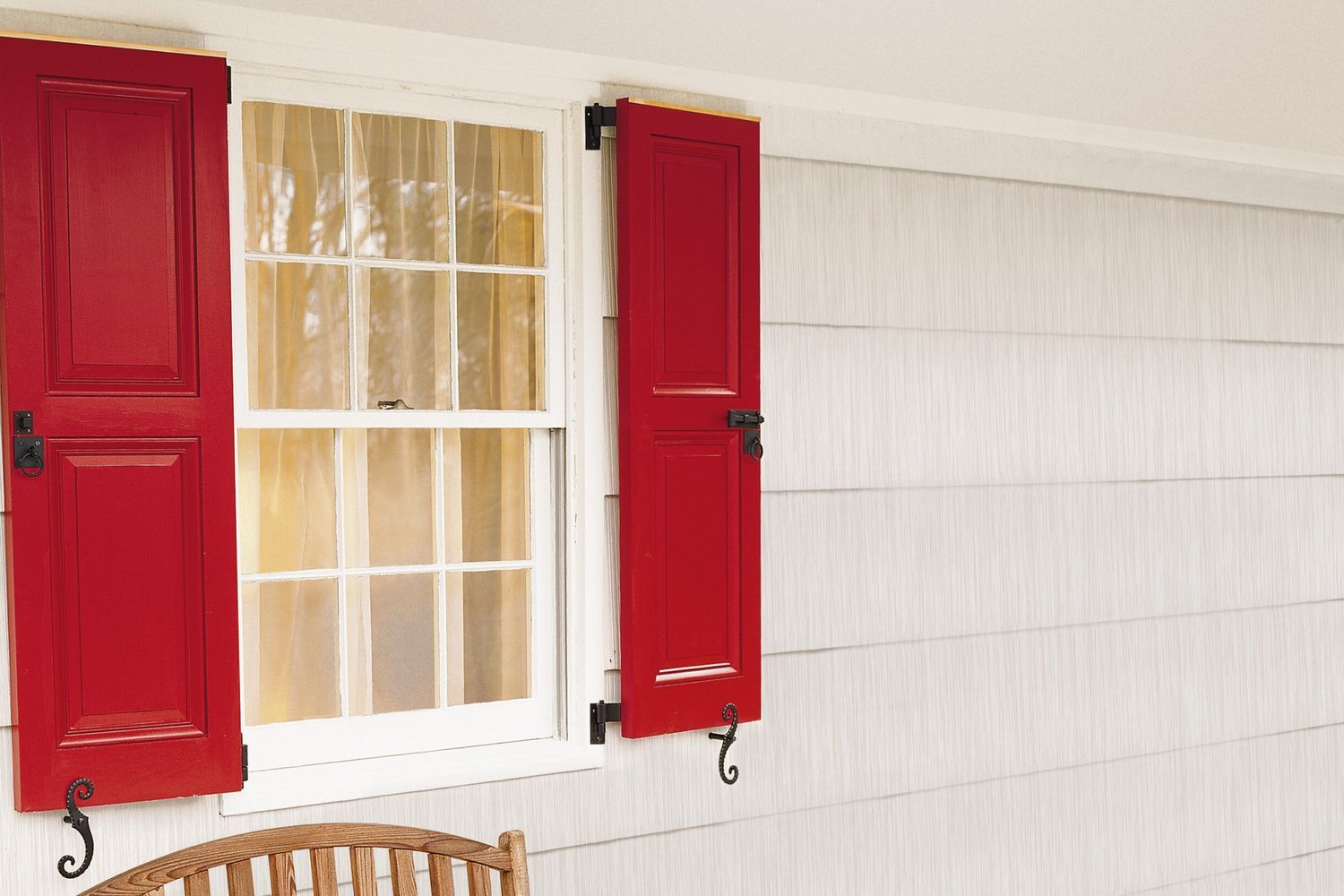 red exterior shutters on a home