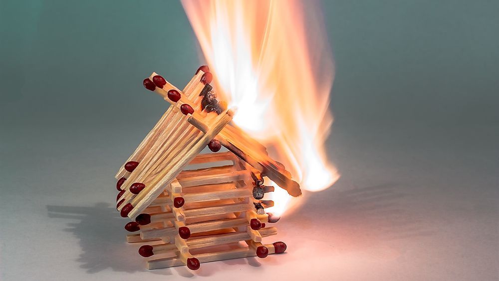 A house made out of ignited matchsticks.