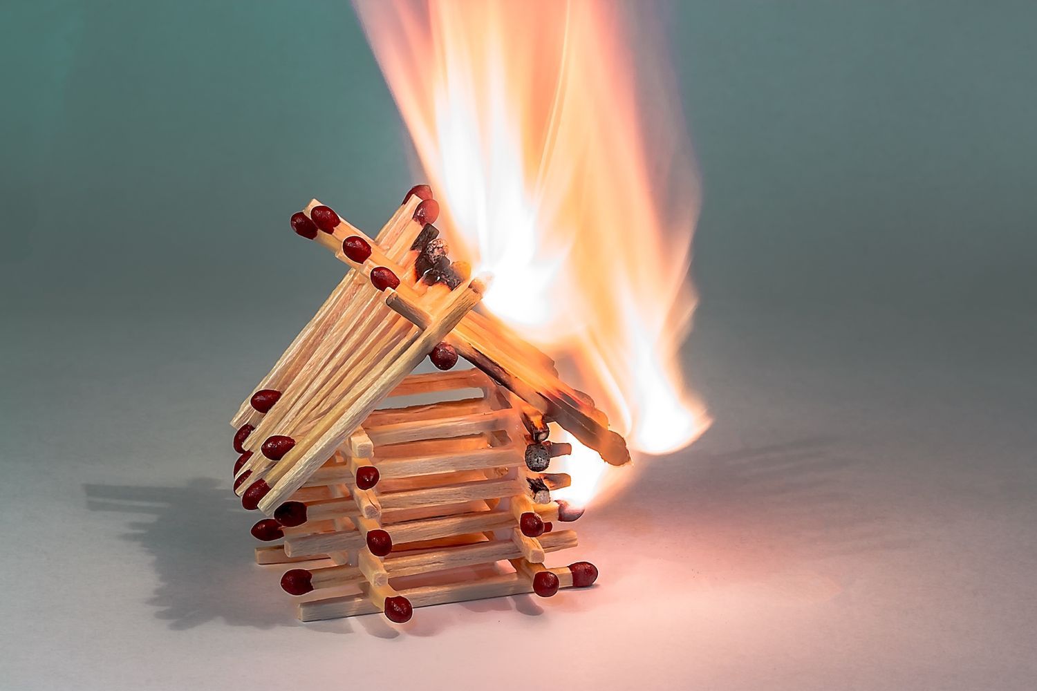 A house made out of ignited matchsticks.
