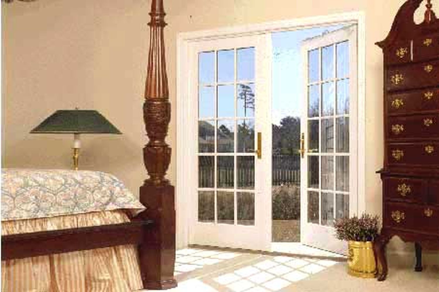 french doors in a bedroom