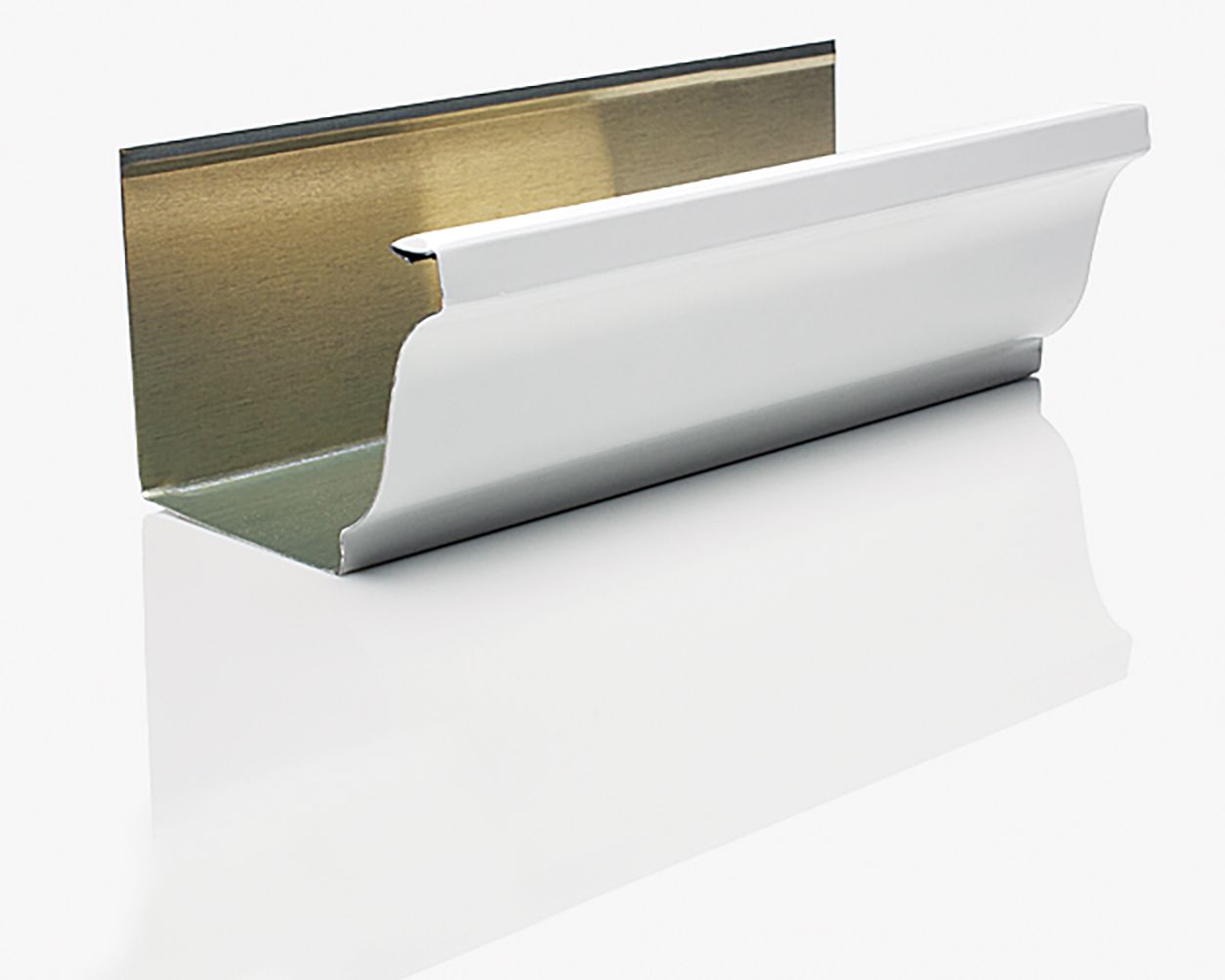 An image of a white, aluminum gutter