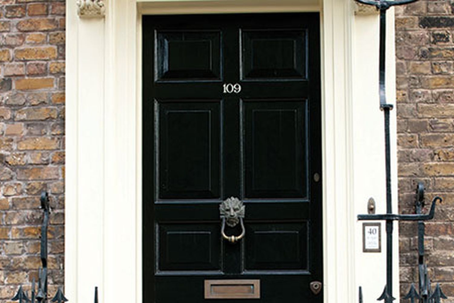 glossy black front door