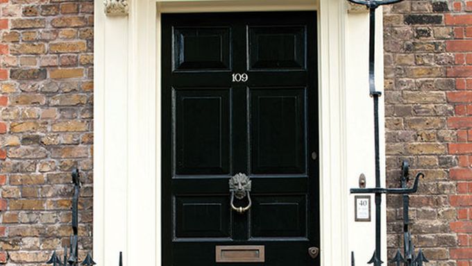 glossy black front door