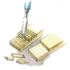 Use a chisel to clear away the waste wood.