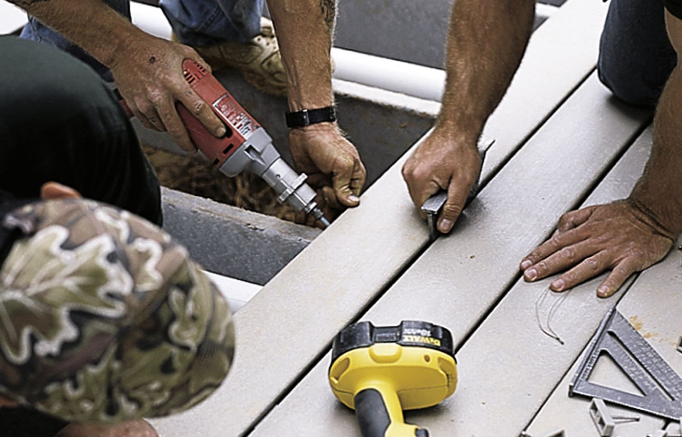 installation of plastic deck boards for a high-tech deck