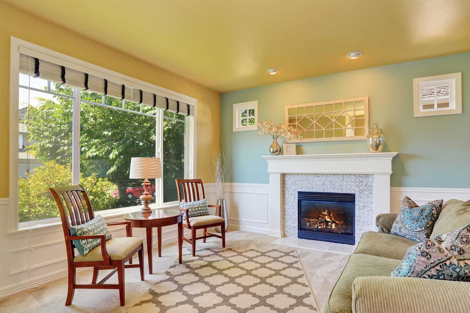 A freshly painted living room.