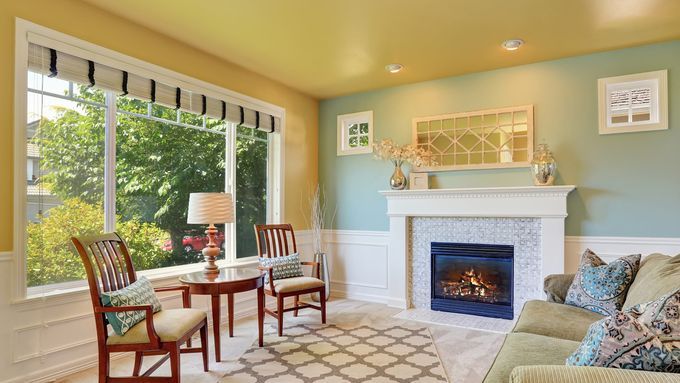 A freshly painted living room.