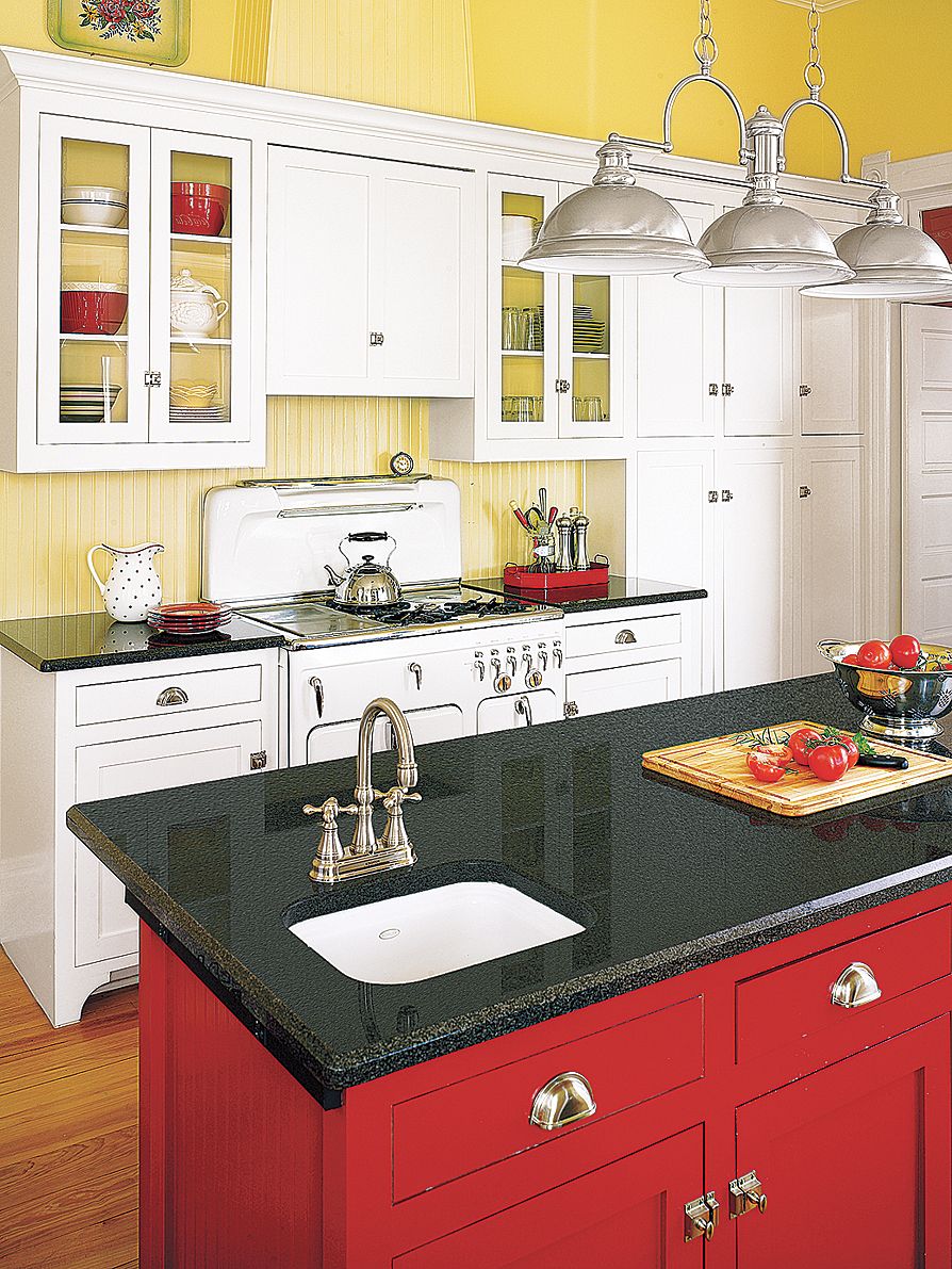 A kitchen Island with a prep and wash station.