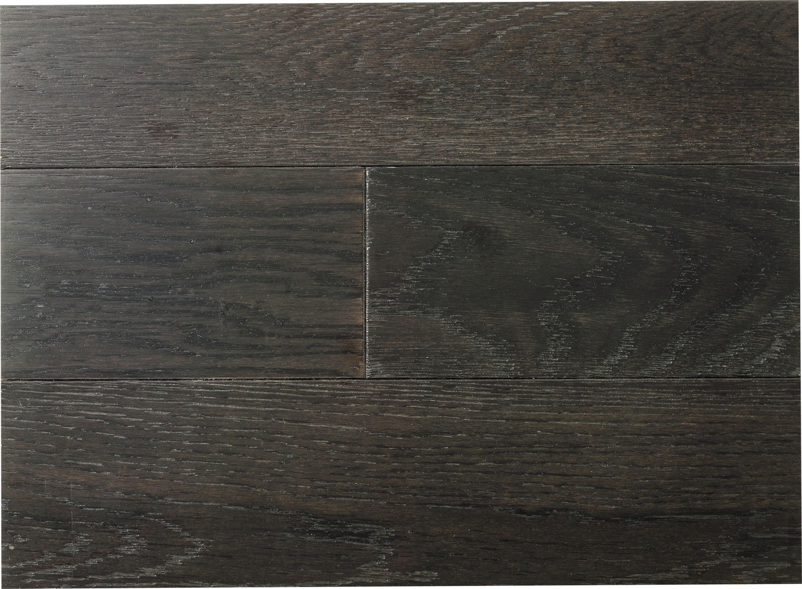 Ebonized oak prefinished wood flooring.