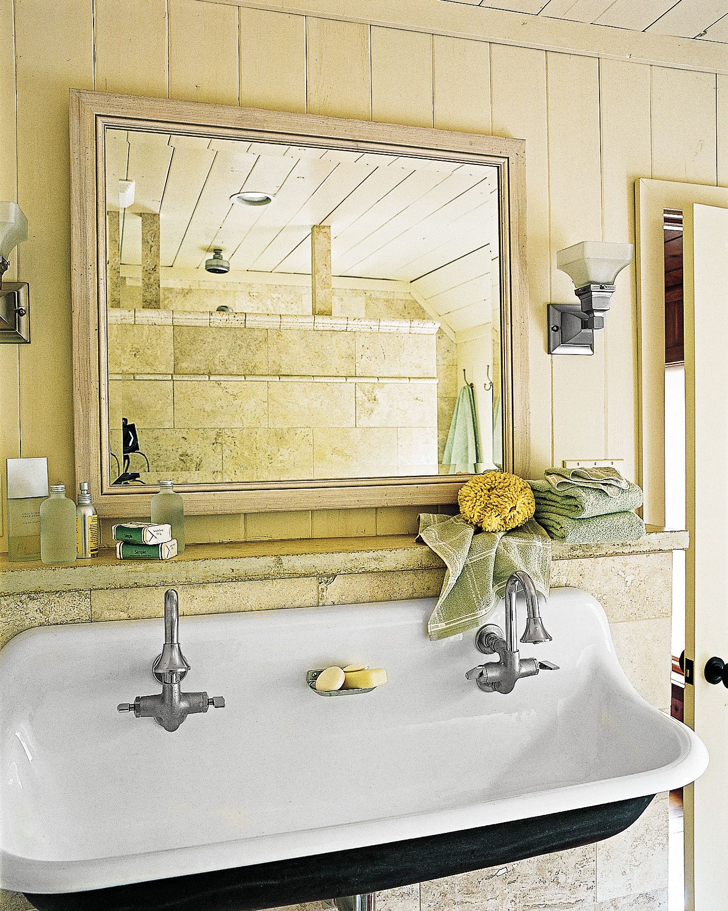 a cast iron sink in a bathroom