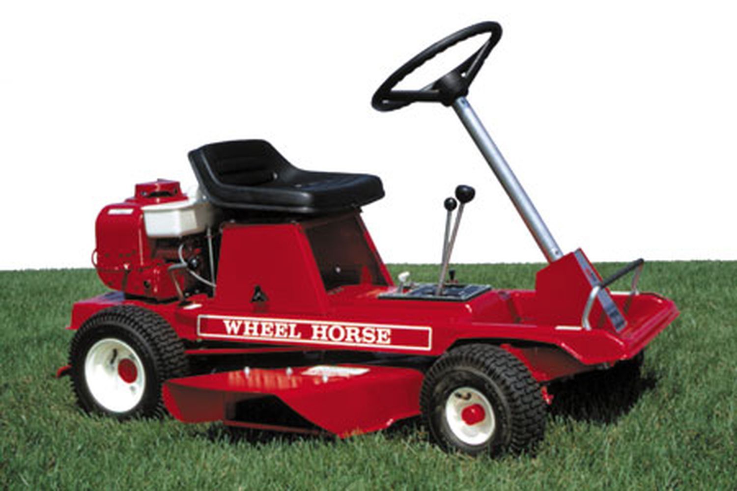 Rear engine Wheel Horse lawn tractor from the 1970s that paved the way for future lawn tractors.