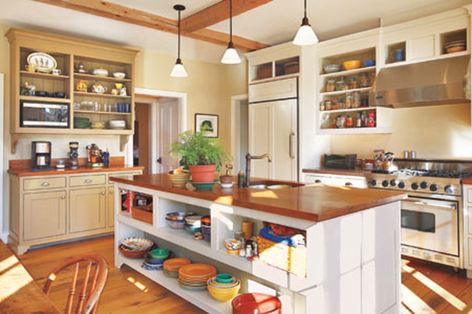A kitchen island with thrifty customizations.