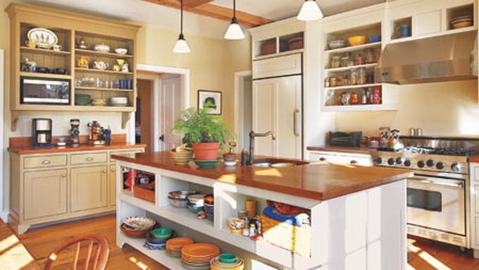 A kitchen island with thrifty customizations.