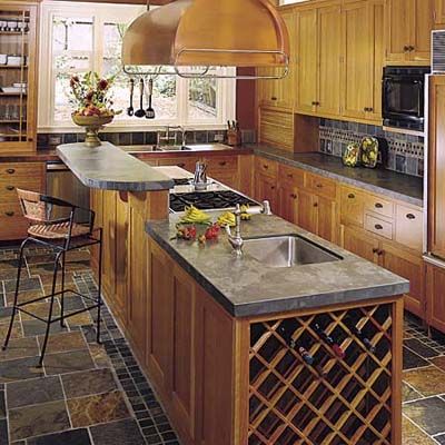 A kitchen island that allows for different traffic zones.