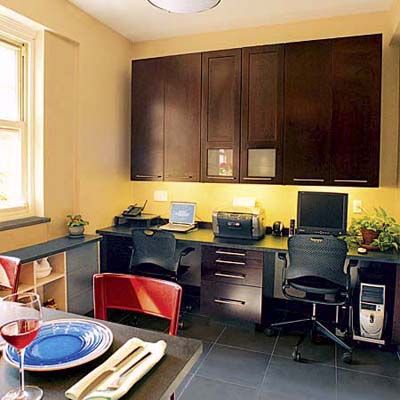 a longer desk with two chairs so that the desks can be side by side to one another. 