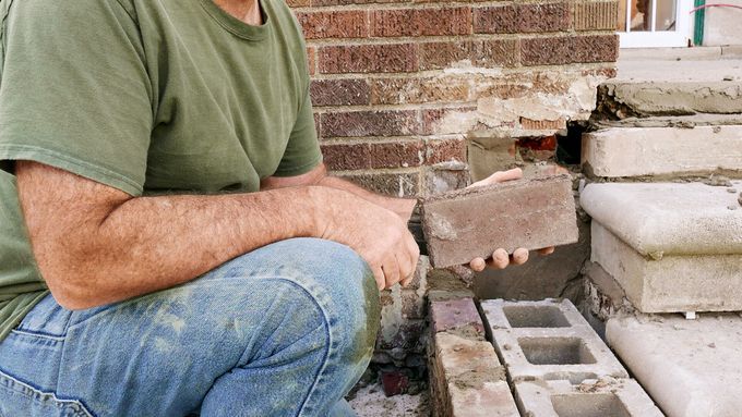 Mark McCullough lays bricks and uses masonry glues and adhesives.