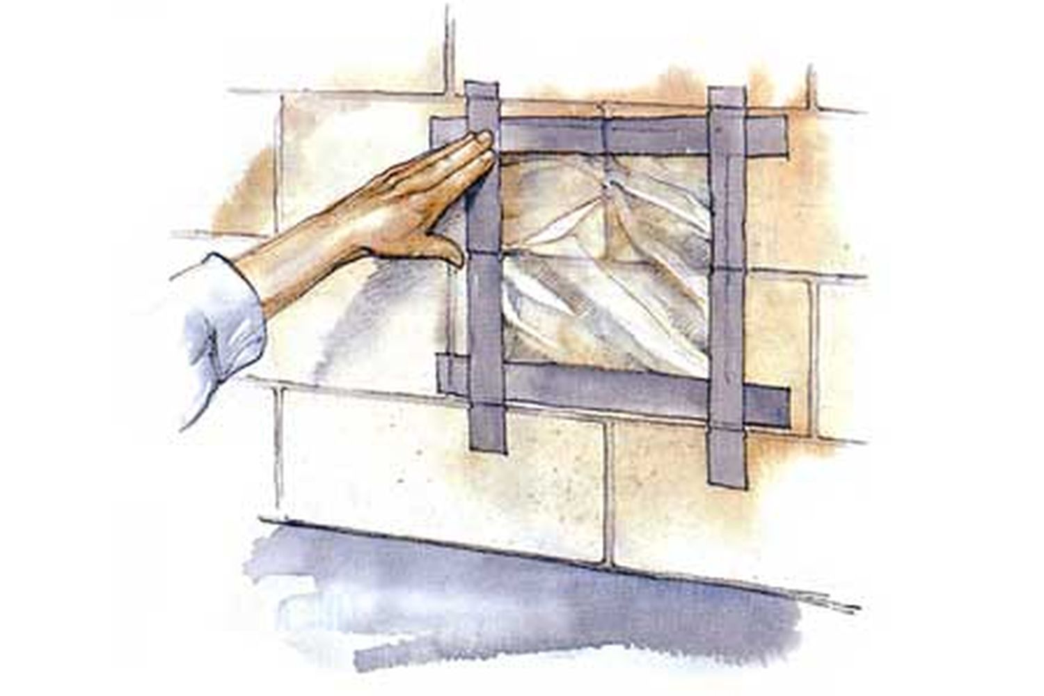Illustration of moisture in the wall.
