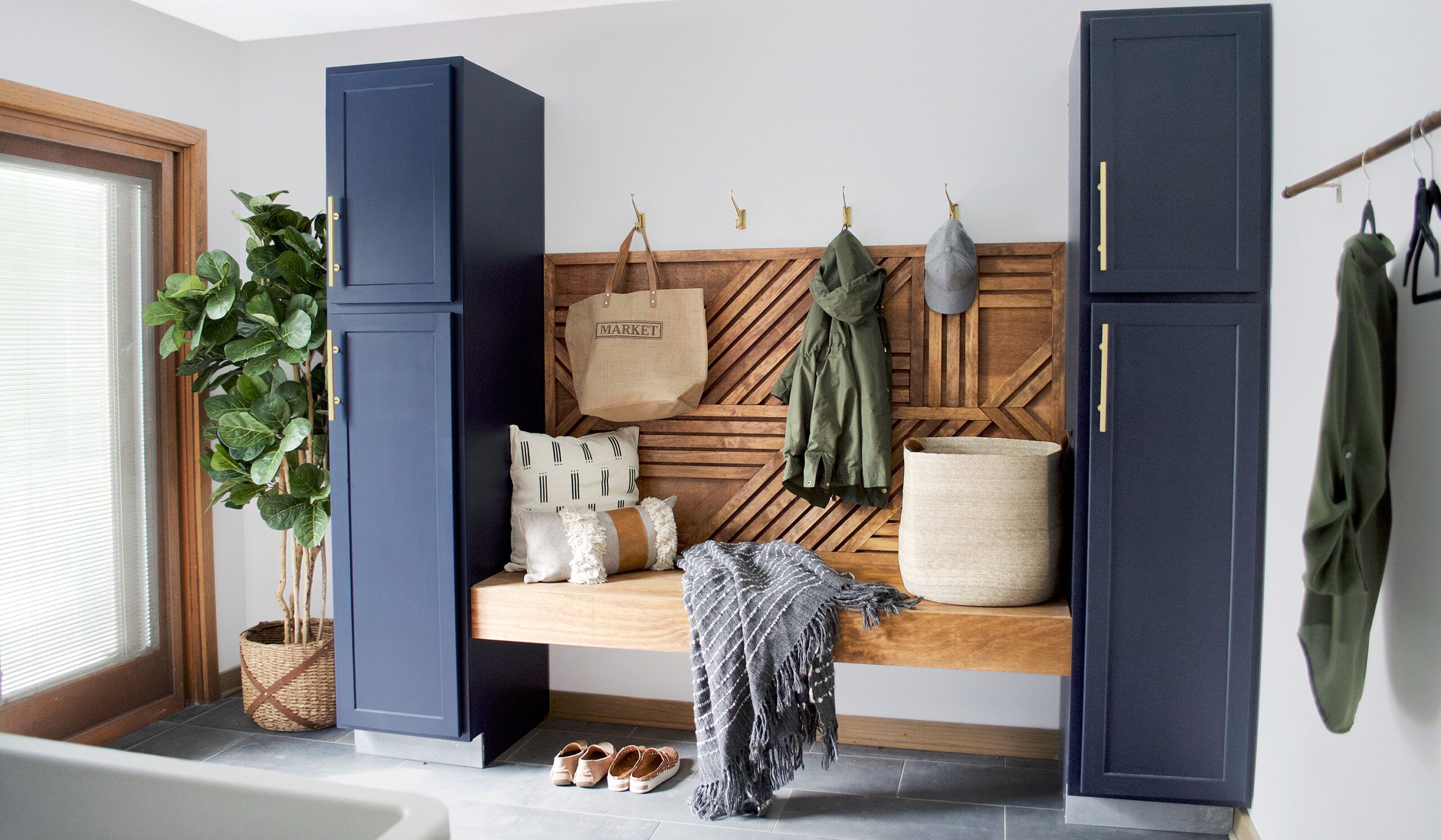 Floating discount mudroom bench