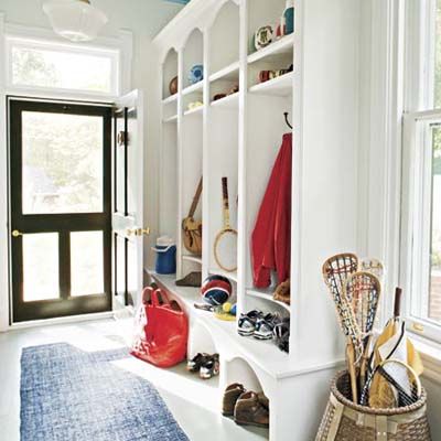 A customized mudroom near an entrance