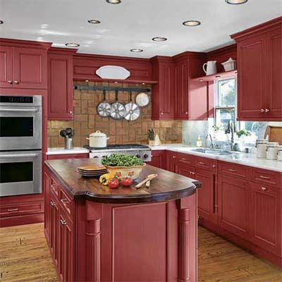 red kitchen cabinets